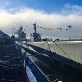 Docked submarine